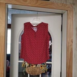 New Hasting & Smith Red With White Stars Sleeveless Top Women's XL
